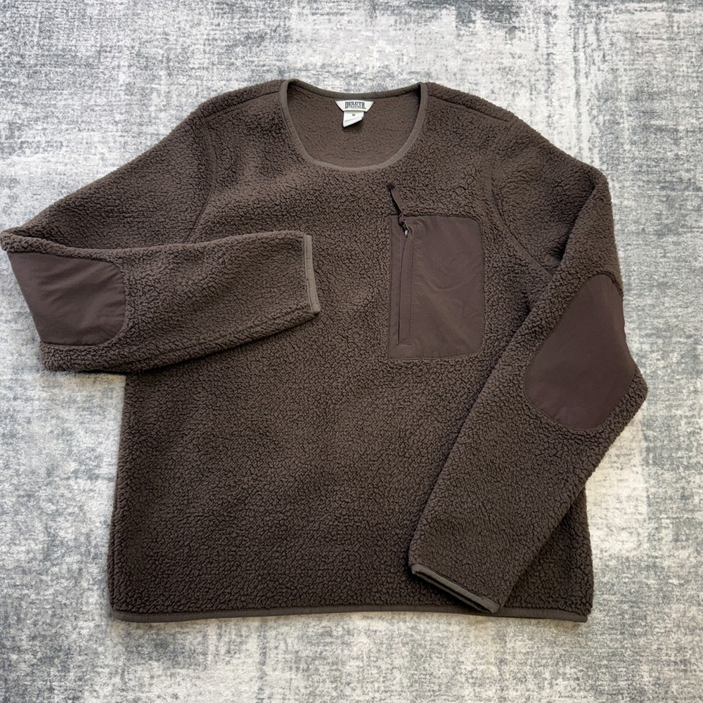Duluth Sweater Womens Medium Brown Softmore Fleece Crewneck Cozy Lounge Casual‎